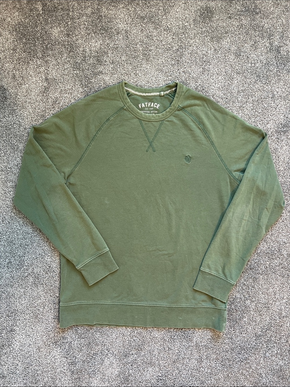 FatFace Men’s Size M Olive Green Raglan Long Sleeve Crew Neck Sweatshirt